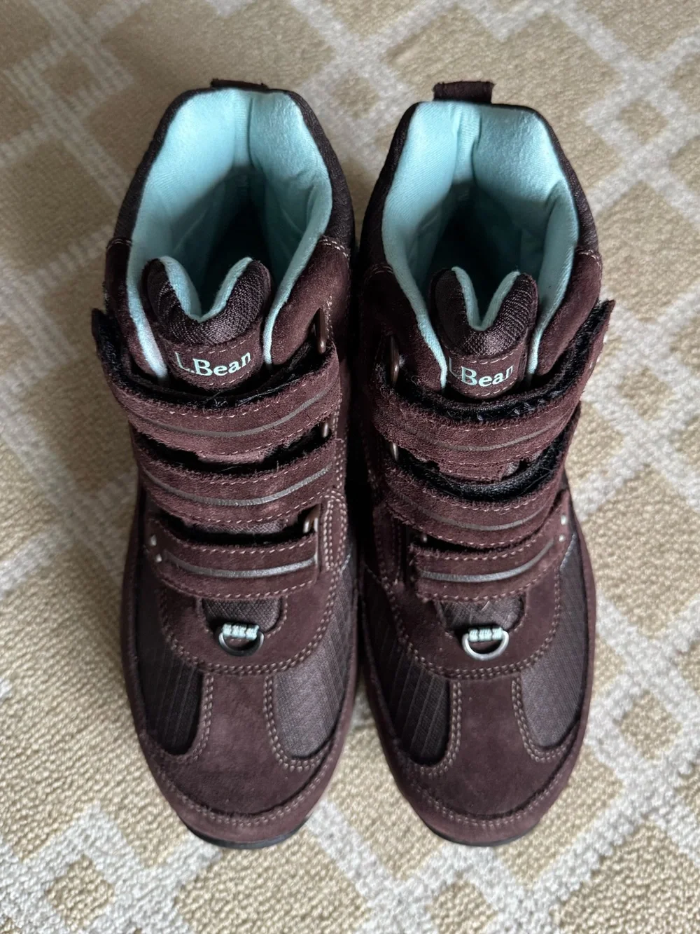 L.L. Bean Primaloft Waterproof Winter Hiking Boots Brown Aqua Size 8 Wide